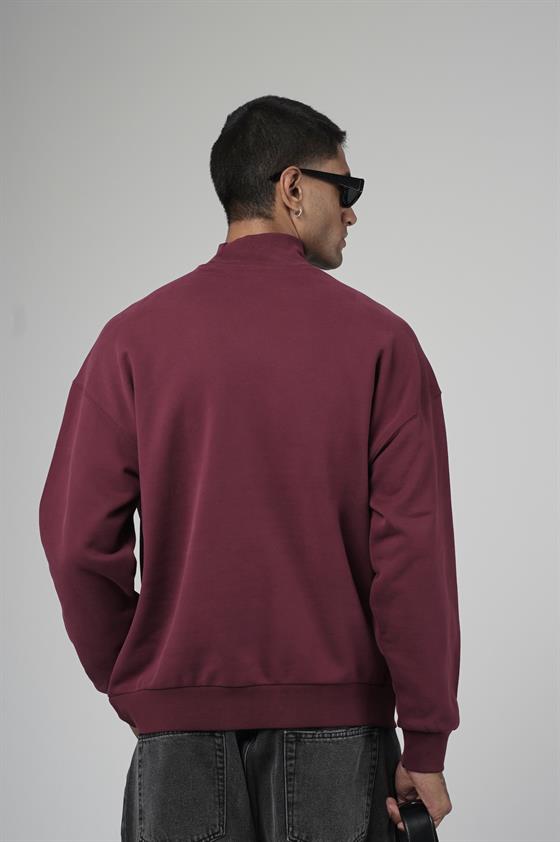 Balıkçı Yaka Oversize Kalıp Erkek Sweatshirt
