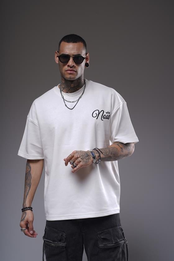 Baskılı Nakış Detaylı Oversize Kalıp Unisex Tişört