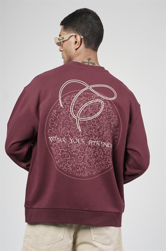 Bisiklet Yaka Baskılı Nakış Detaylı Erkek Sweatshirt