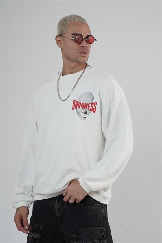 Bisiklet Yaka Darkness Baskılı Oversize Unisex Sweatshirt