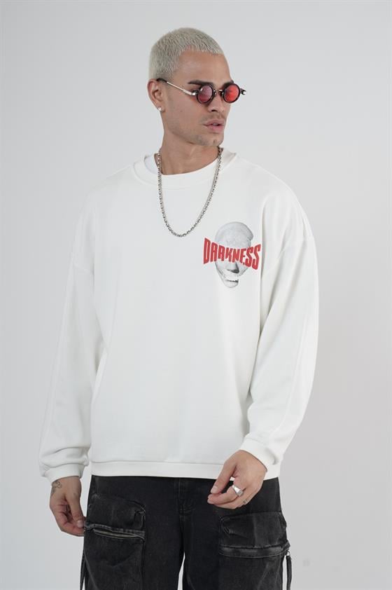 Bisiklet Yaka Darkness Baskılı Oversize Unisex Sweatshirt