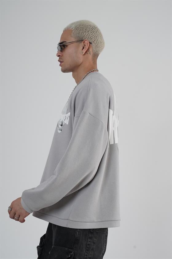 Bisiklet Yaka Darkness Baskılı Oversize Unisex Sweatshirt