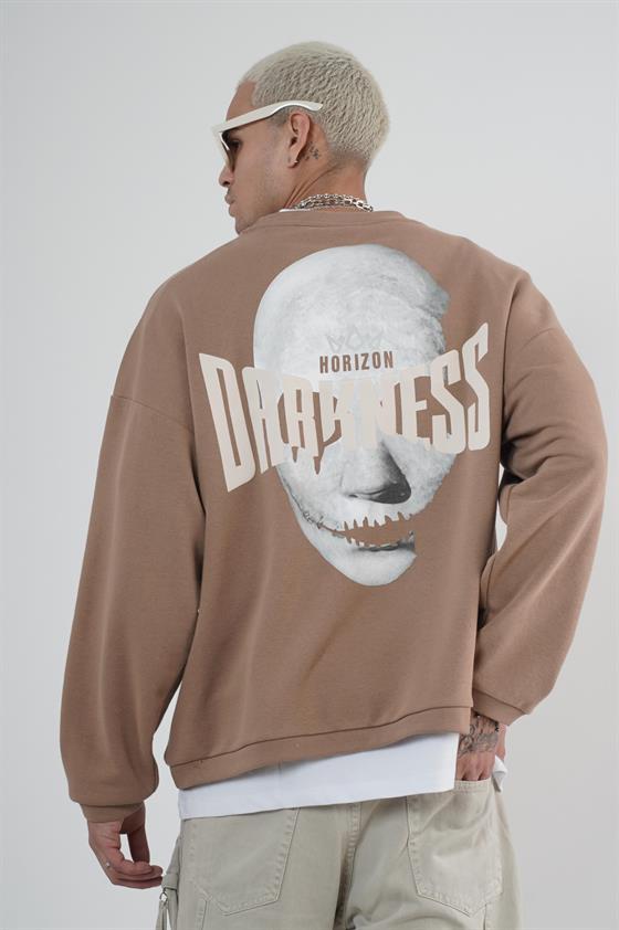 Bisiklet Yaka Darkness Baskılı Oversize Unisex Sweatshirt