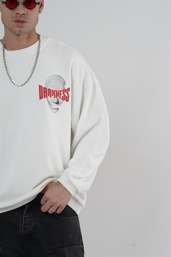 Bisiklet Yaka Darkness Baskılı Oversize Unisex Sweatshirt