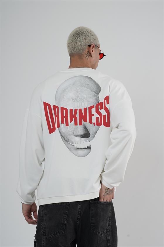 Bisiklet Yaka Darkness Baskılı Oversize Unisex Sweatshirt