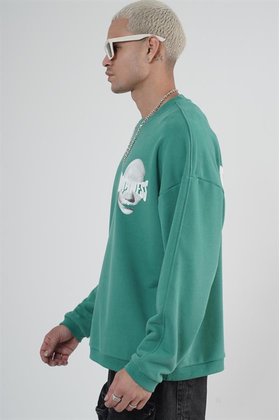 Bisiklet Yaka Darkness Baskılı Oversize Unisex Sweatshirt