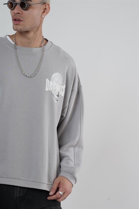 Bisiklet Yaka Darkness Baskılı Oversize Unisex Sweatshirt