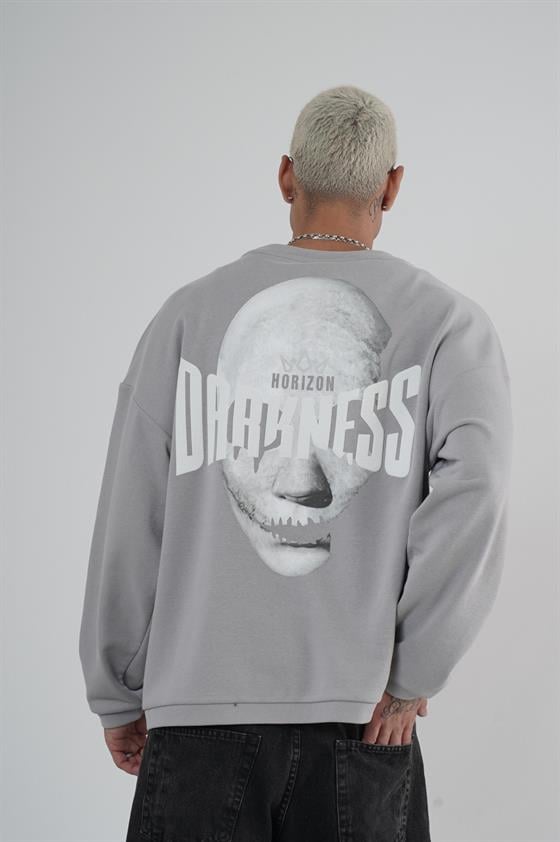 Bisiklet Yaka Darkness Baskılı Oversize Unisex Sweatshirt