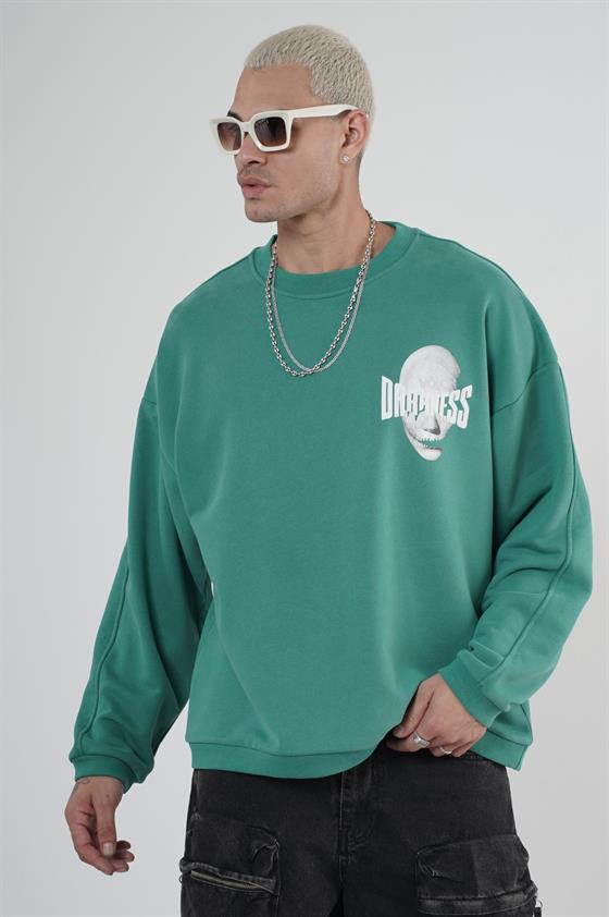Bisiklet Yaka Darkness Baskılı Oversize Unisex Sweatshirt