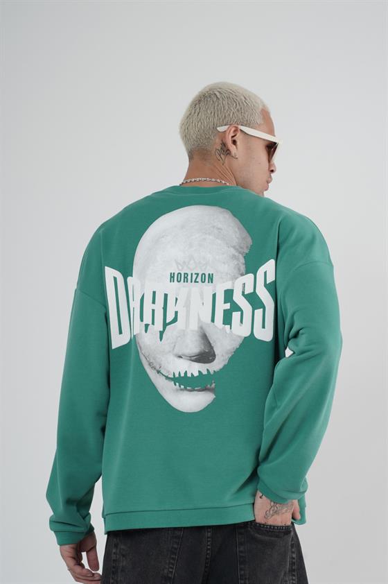 Bisiklet Yaka Darkness Baskılı Oversize Unisex Sweatshirt