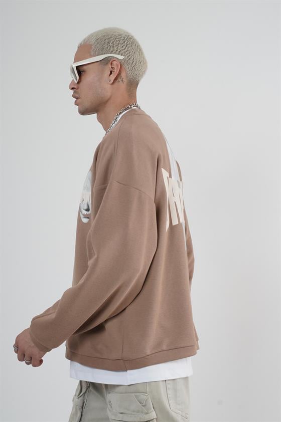 Bisiklet Yaka Darkness Baskılı Oversize Unisex Sweatshirt