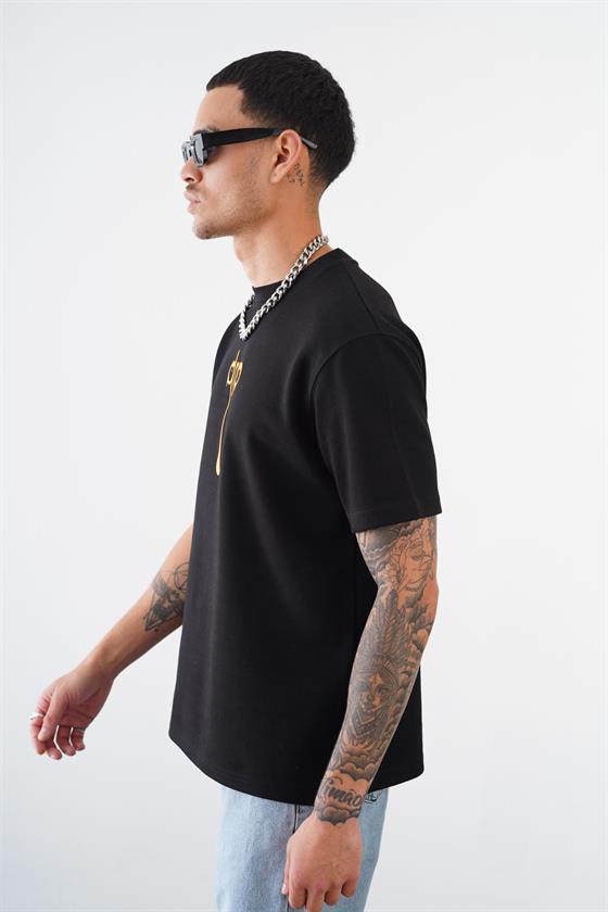 Bisiklet Yaka Drıp Baskılı Regular Kalıp Unisex Double Face Tshirt