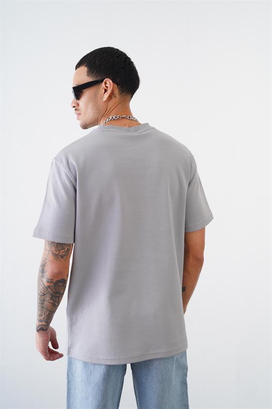 Bisiklet Yaka Drıp Baskılı Regular Kalıp Unisex Double Face Tshirt