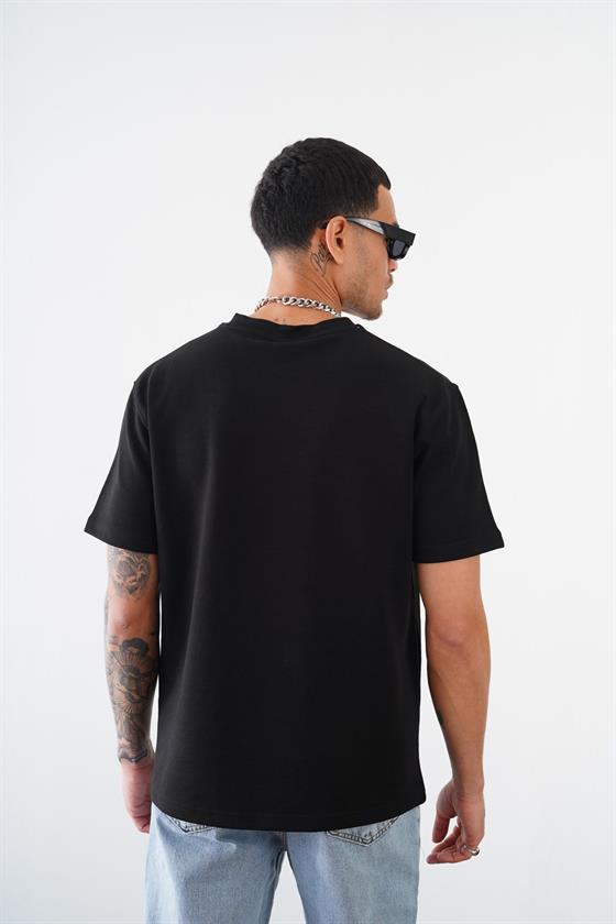 Bisiklet Yaka Drıp Baskılı Regular Kalıp Unisex Double Face Tshirt