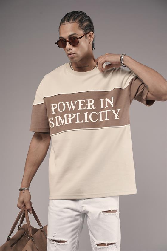 Bisiklet Yaka Garnili Biye Detaylı Oversize Unisex Tişört