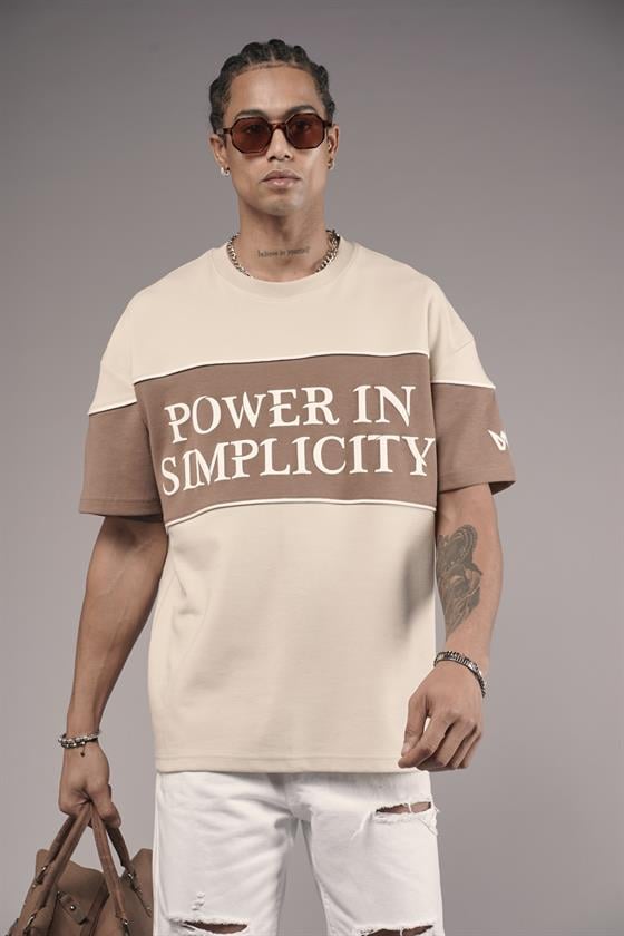 Bisiklet Yaka Garnili Biye Detaylı Oversize Unisex Tişört