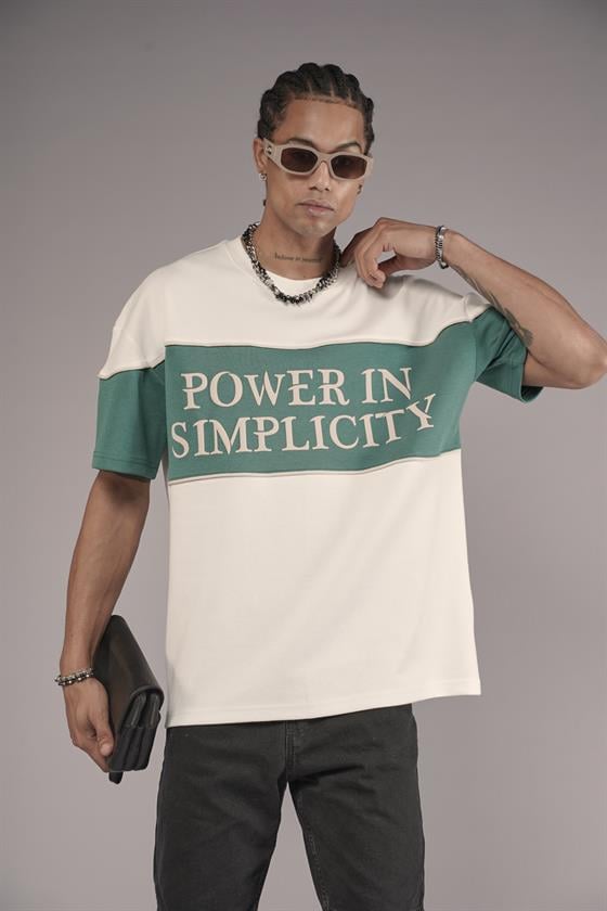 Bisiklet Yaka Garnili Biye Detaylı Oversize Unisex Tişört