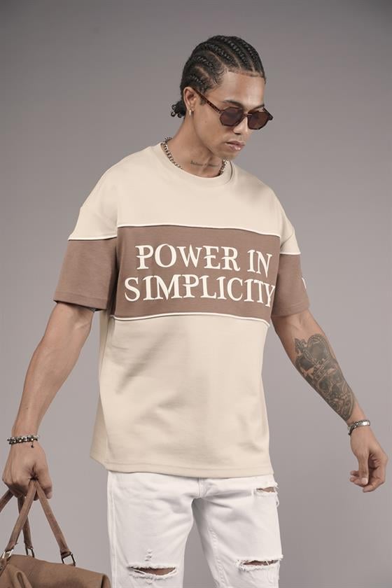 Bisiklet Yaka Garnili Biye Detaylı Oversize Unisex Tişört