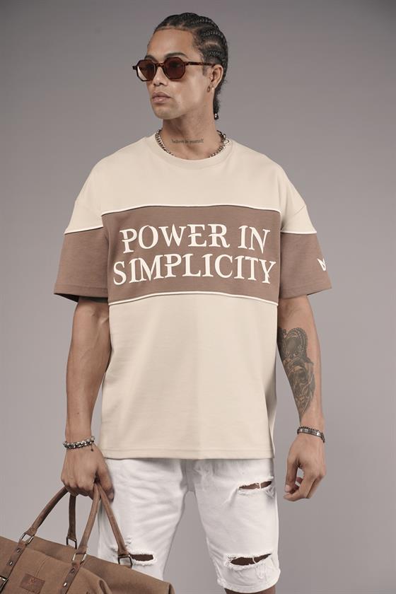 Bisiklet Yaka Garnili Biye Detaylı Oversize Unisex Tişört