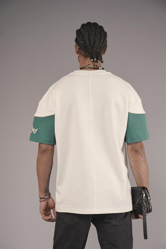 Bisiklet Yaka Garnili Biye Detaylı Oversize Unisex Tişört