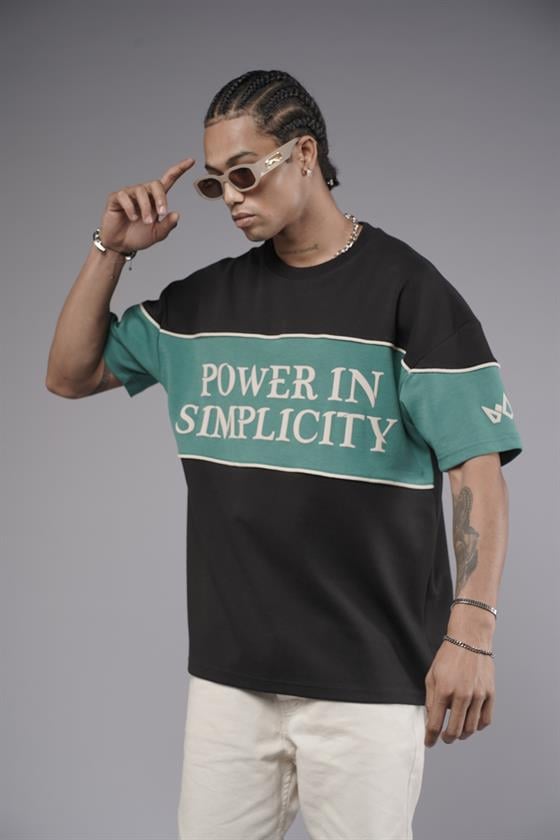 Bisiklet Yaka Garnili Biye Detaylı Oversize Unisex Tişört
