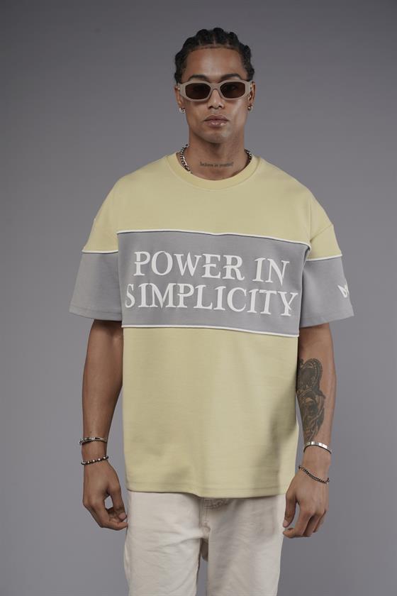 Bisiklet Yaka Garnili Biye Detaylı Oversize Unisex Tişört
