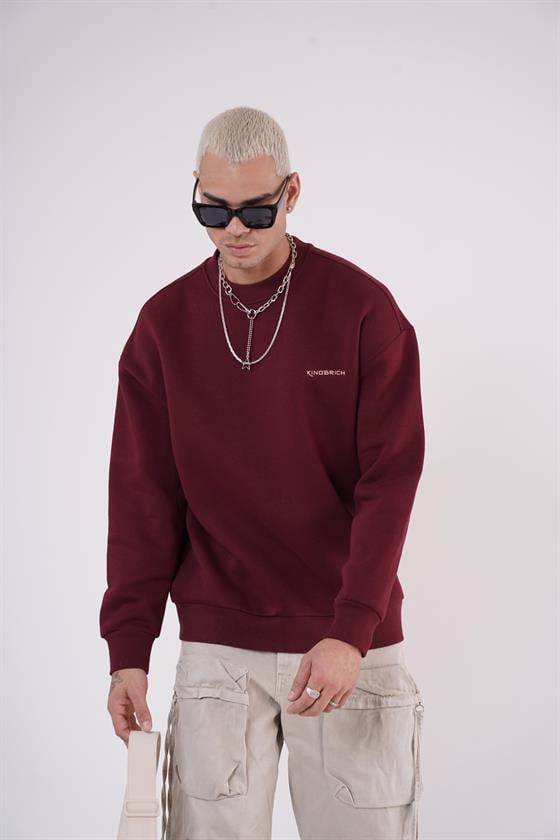 Bisiklet Yaka Kingbrich Baskılı Oversize Kalıp Basıc Sweatshirt
