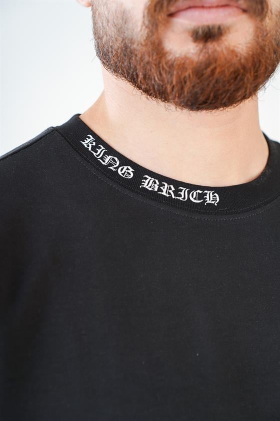 Bisiklet Yaka Logo Baskılı Nakışlı Double Face Oversize Kesim Erkek Tişört