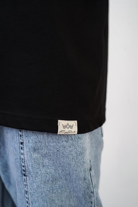 Bisiklet Yaka Önü Çin Yazılı Baskılı Unisex Oversize Tişört