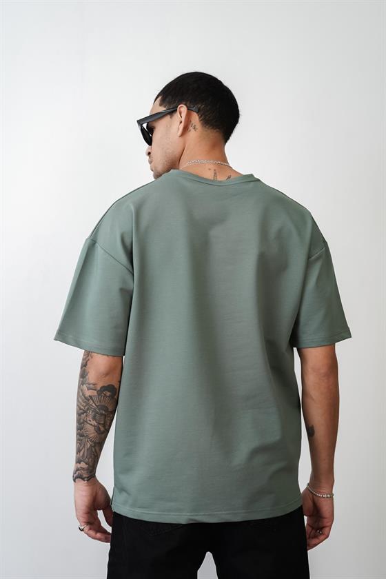 Bisiklet Yaka Oversize Düz Unisex Tişört