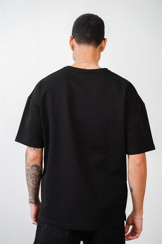 Bisiklet Yaka Oversize Düz Unisex Tişört