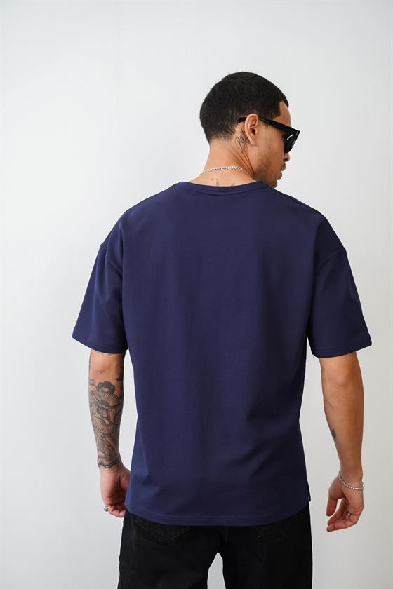 Bisiklet Yaka Oversize Düz Unisex Tişört