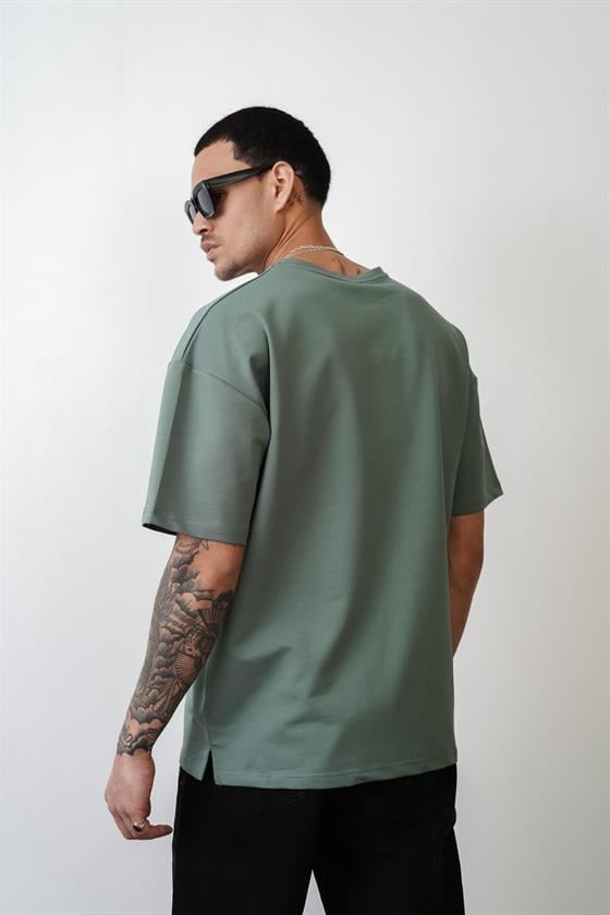 Bisiklet Yaka Oversize Düz Unisex Tişört