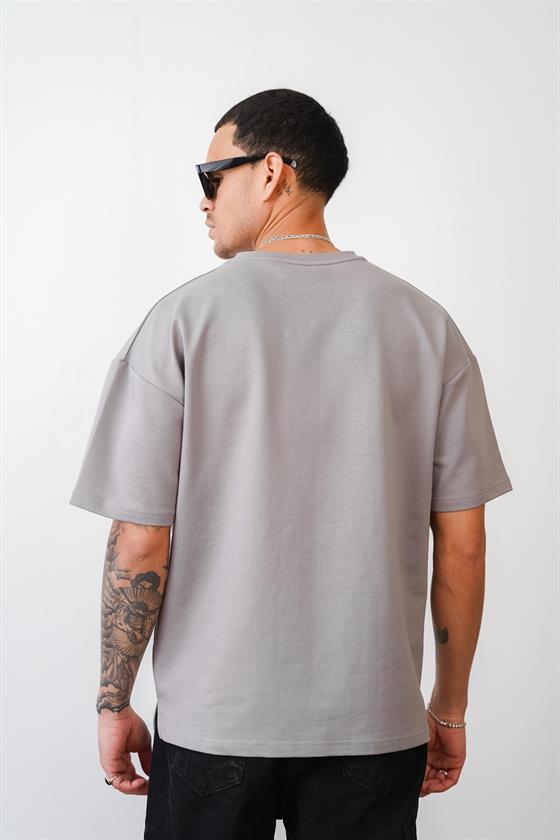 Bisiklet Yaka Oversize Düz Unisex Tişört