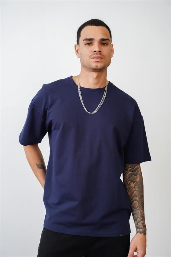 Bisiklet Yaka Oversize Düz Unisex Tişört