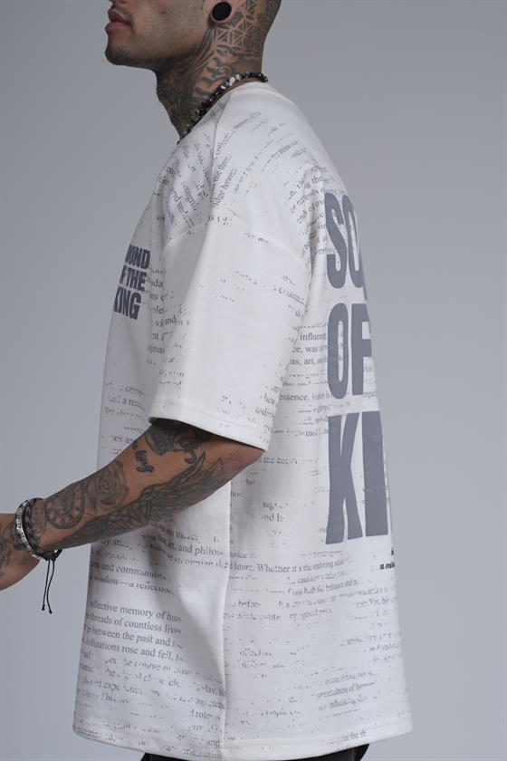 Bisiklet Yaka Silik Baskı Detaylı Unisex Oversize Kalıp Tişört