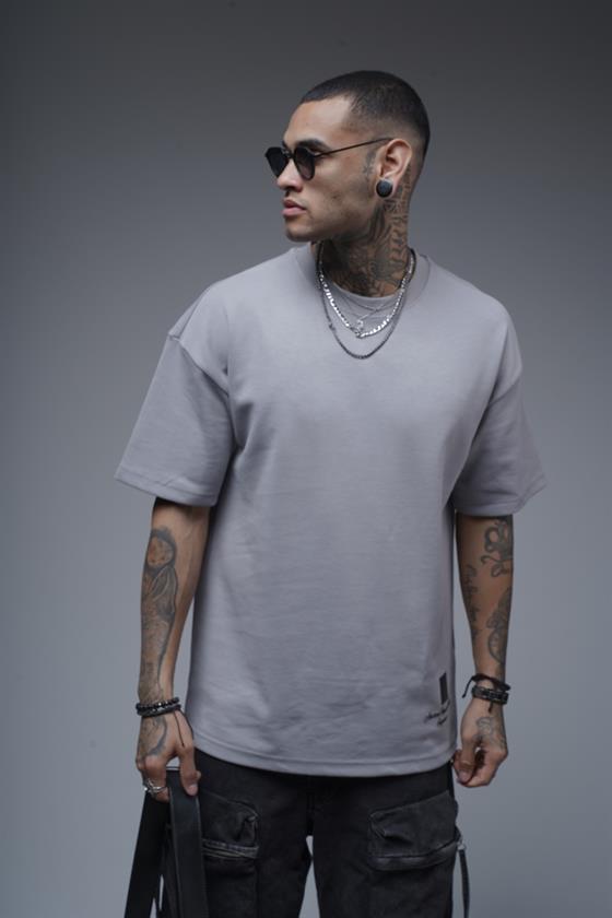 Bisiklet Yaka Sırtı Baskılı Double Face Oversize Kalıp Unisex Tişört