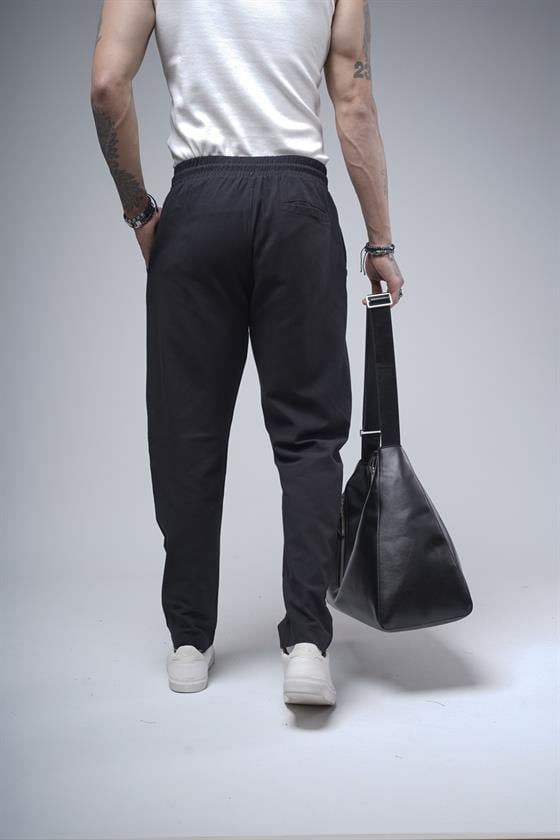 Boyfriend Kalıp Beli Lastikli Cepli Erkek Gabardin Pantolon