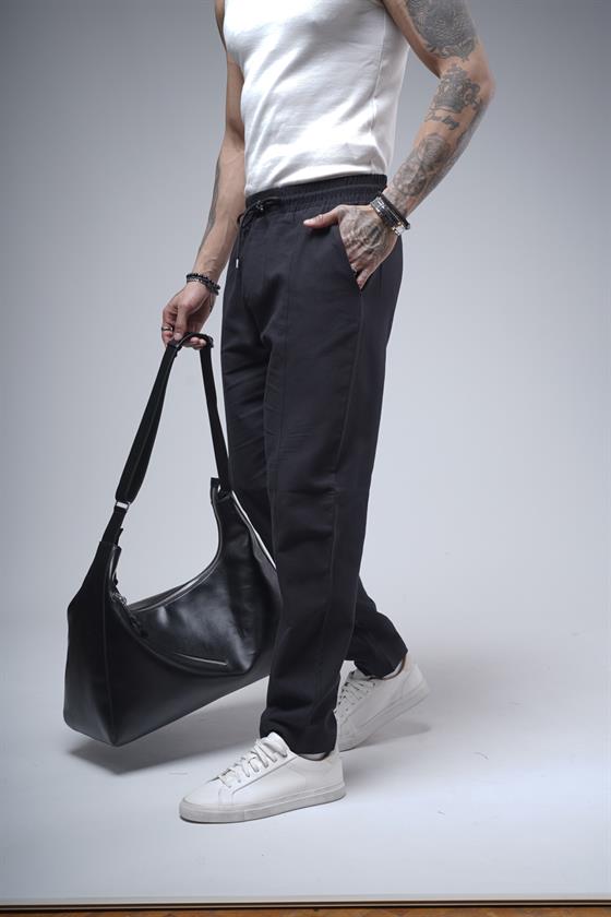 Boyfriend Kalıp Beli Lastikli Cepli Erkek Gabardin Pantolon