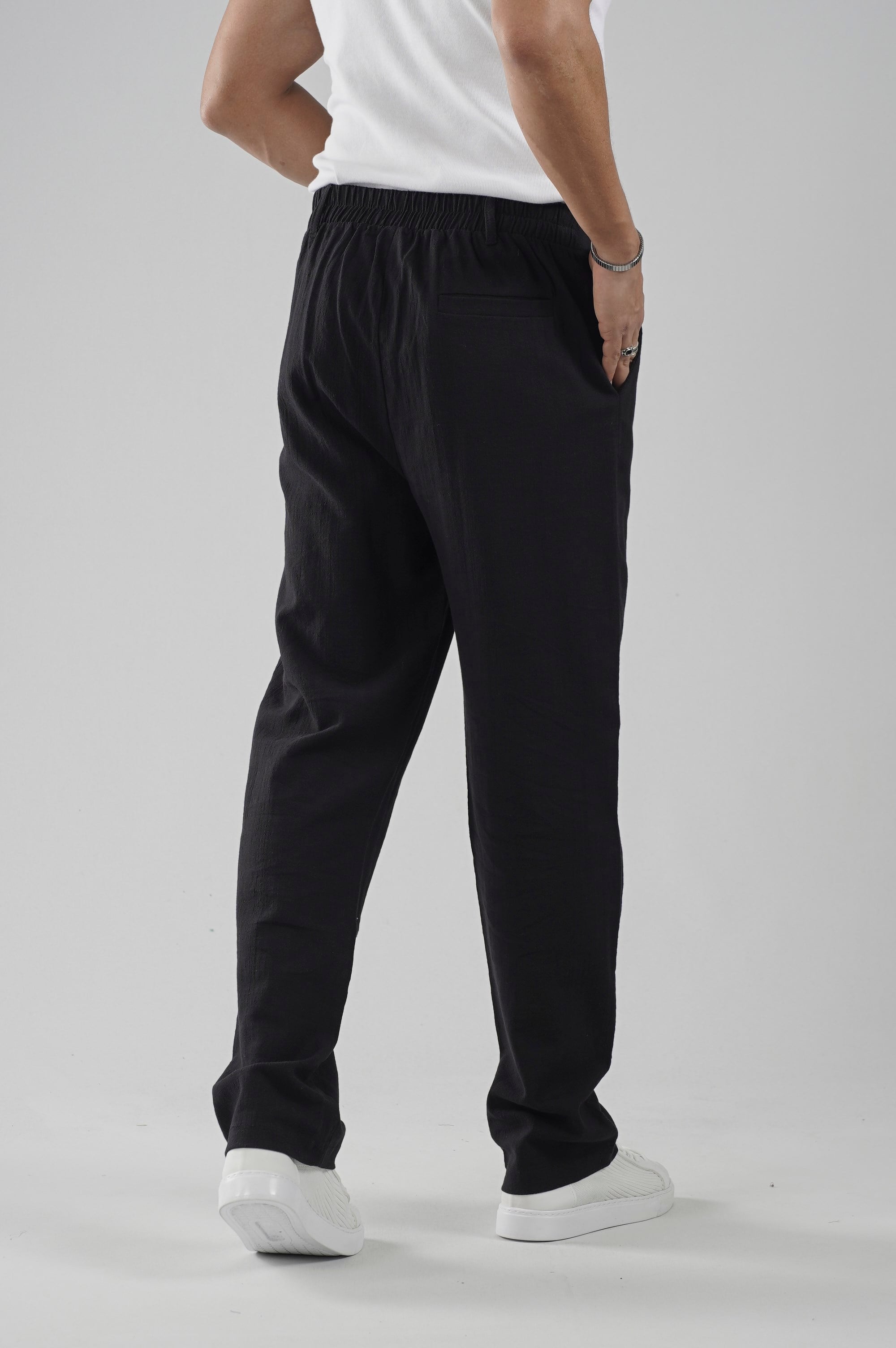 Baggy Fit Kalıp Pamuklu Keten Pantolon