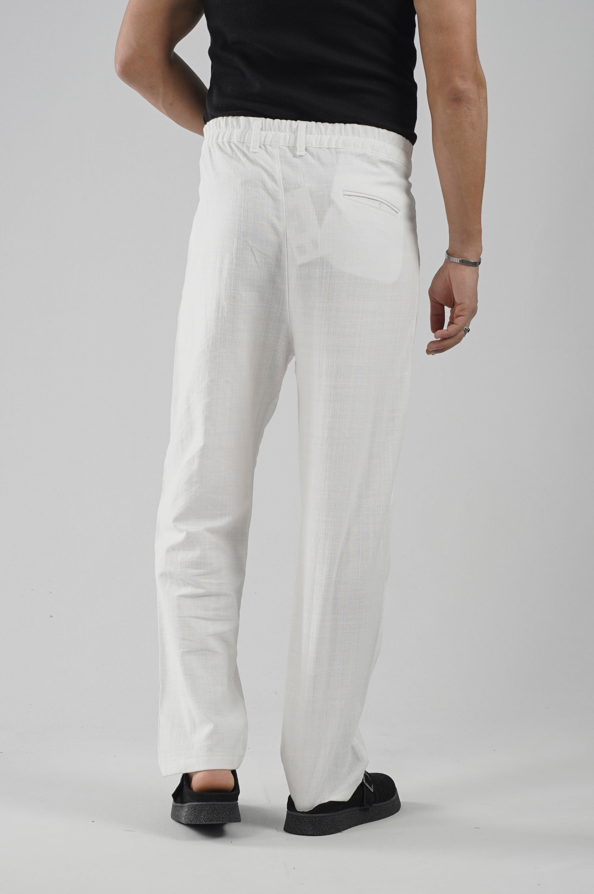 Baggy Fit Kalıp Pamuklu Keten Pantolon