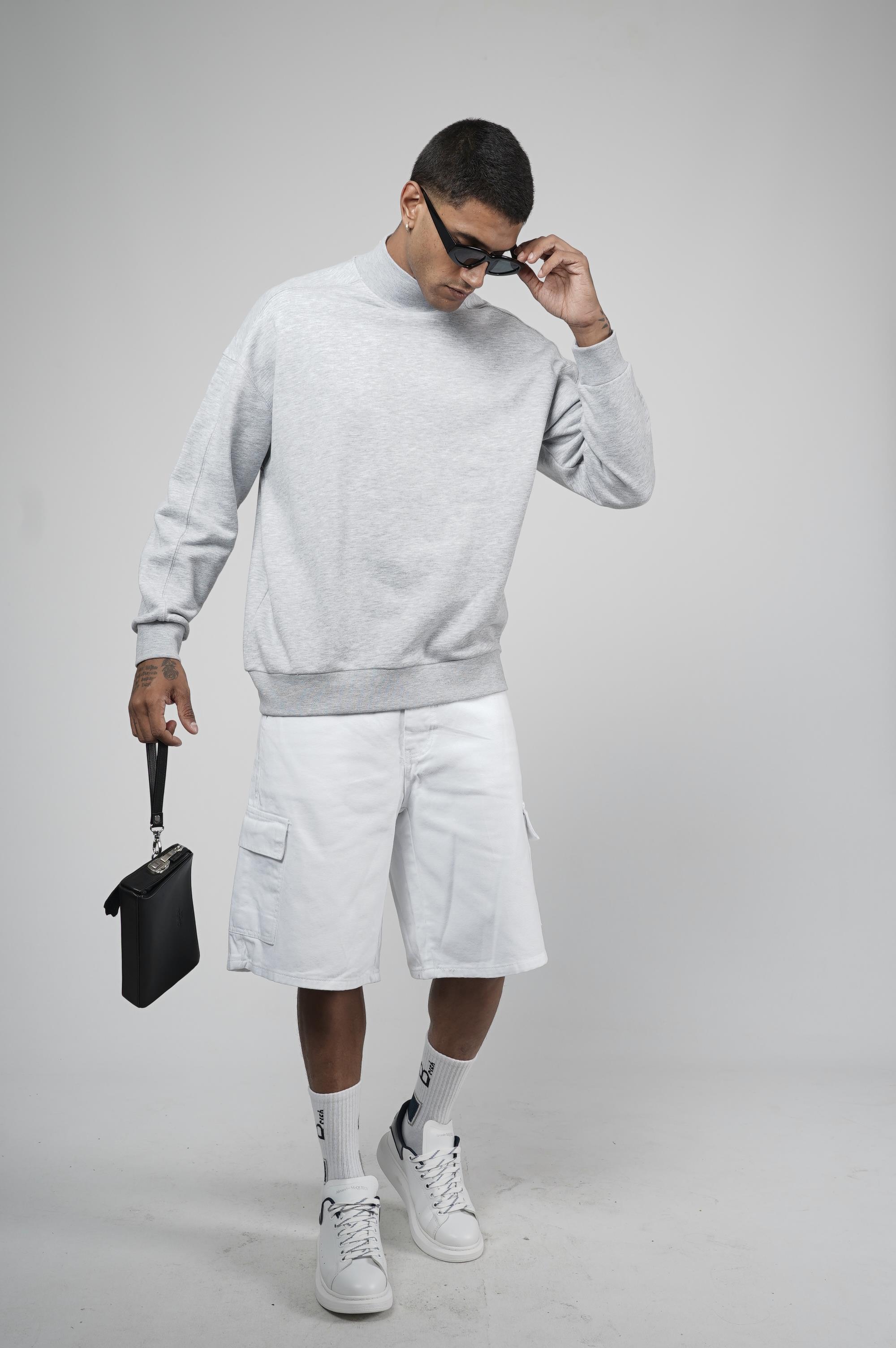 Balıkçı Yaka Oversize Kalıp Erkek Sweatshirt