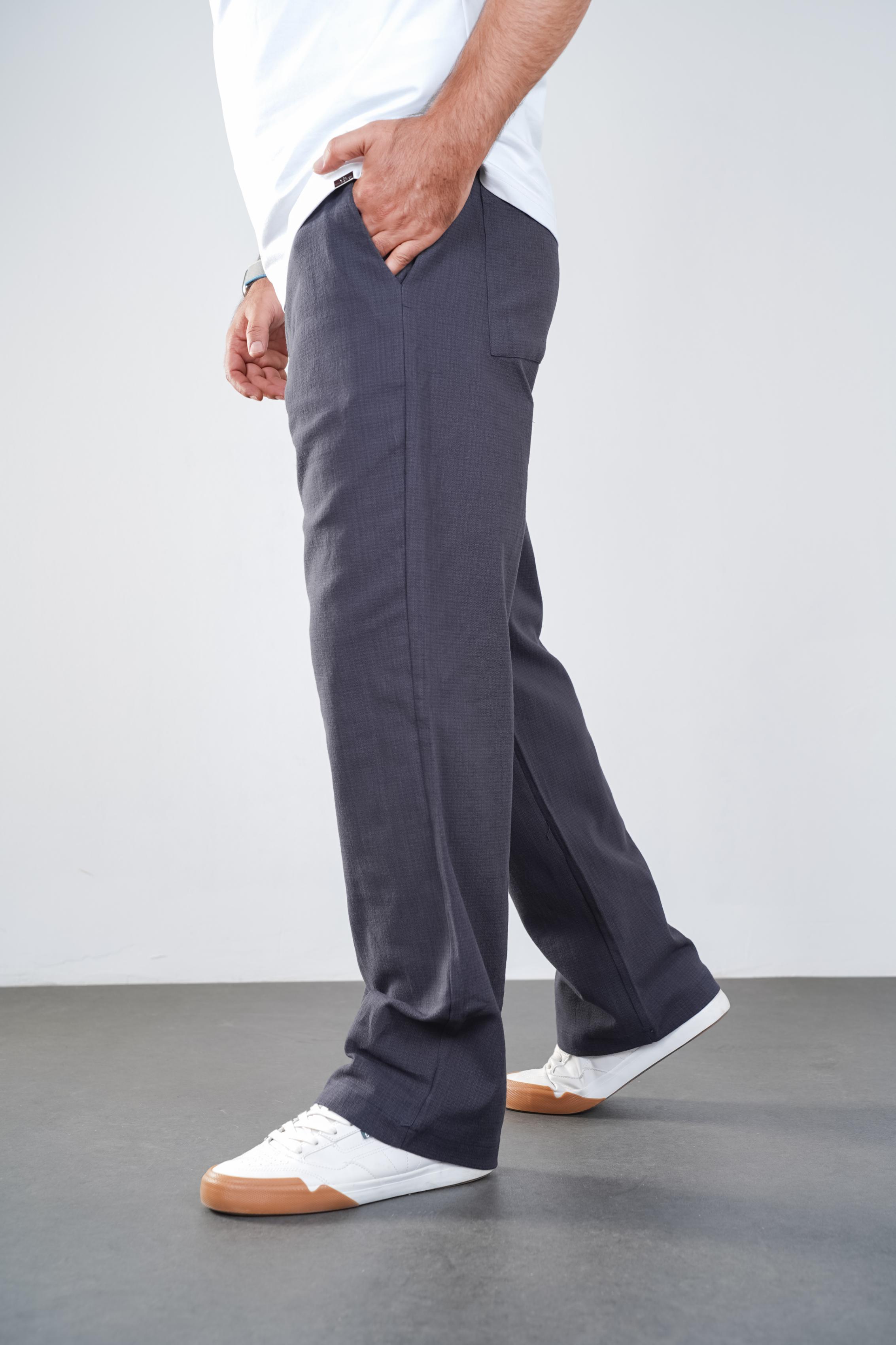 Beli Lastikli Cepli Extra Bol Kesim Erkek Keten Pantolon