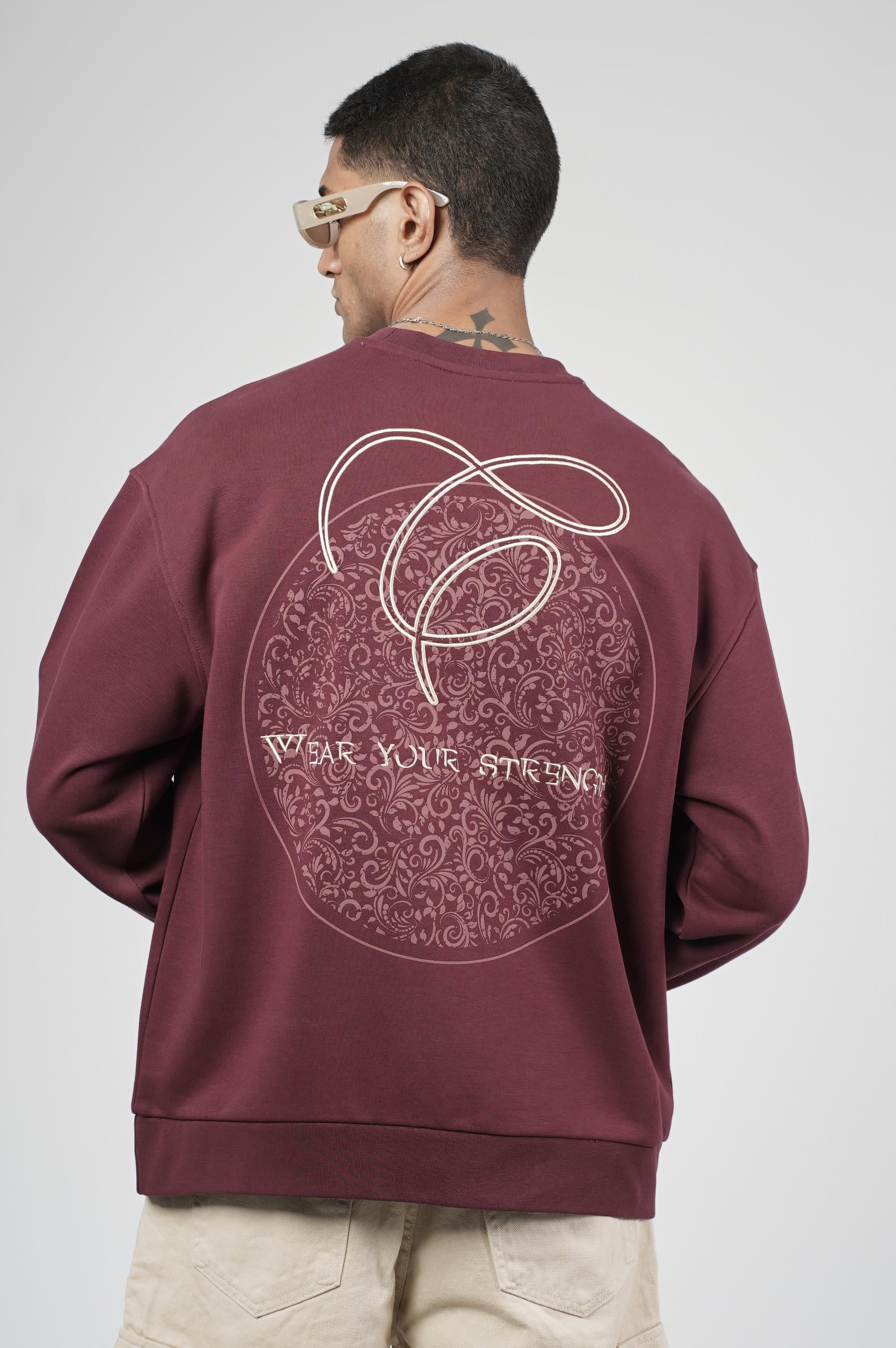 Bisiklet Yaka Baskılı Nakış Detaylı Erkek Sweatshirt