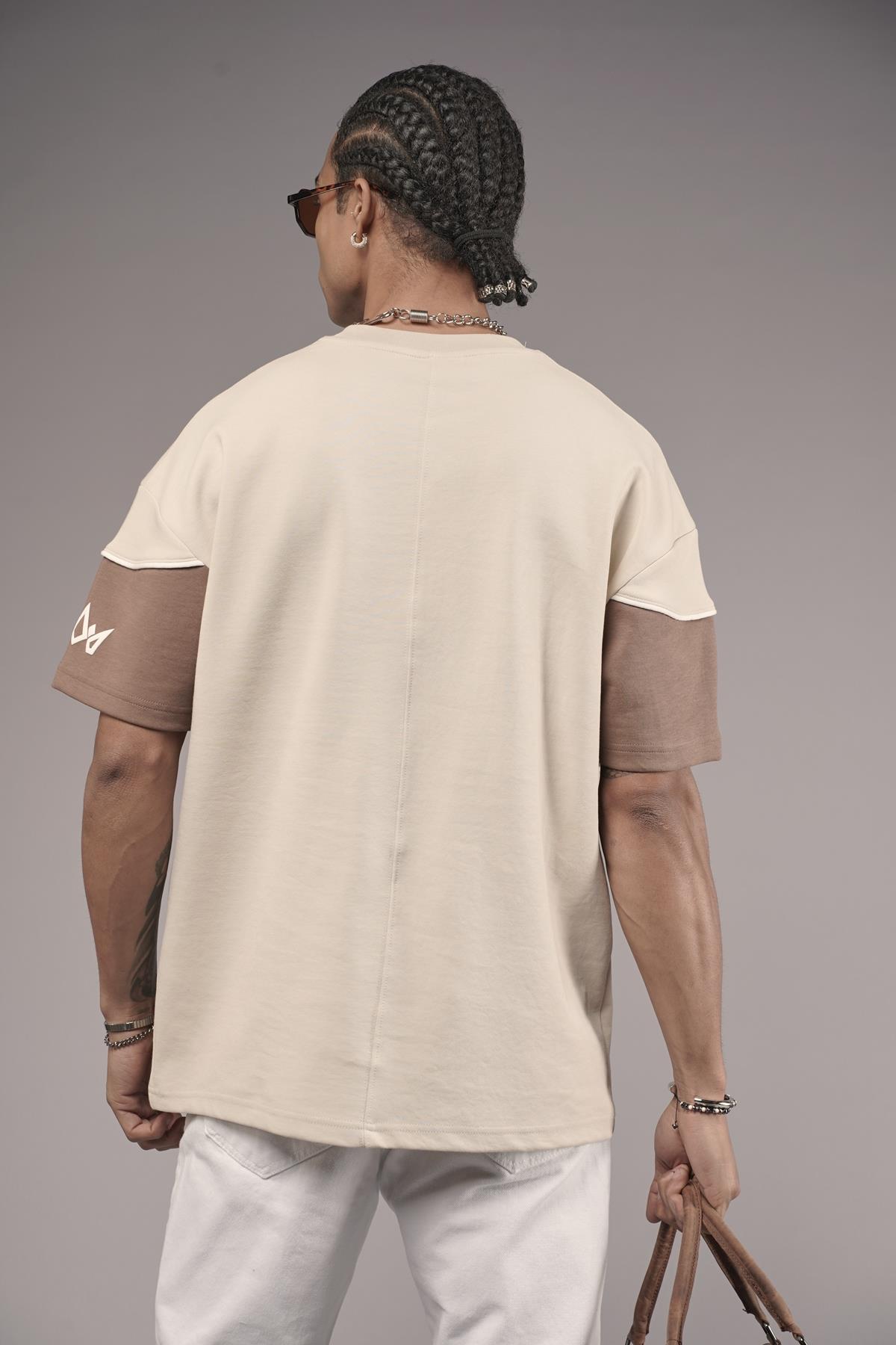 Bisiklet Yaka Garnili Biye Detaylı Oversize Unisex Tişört