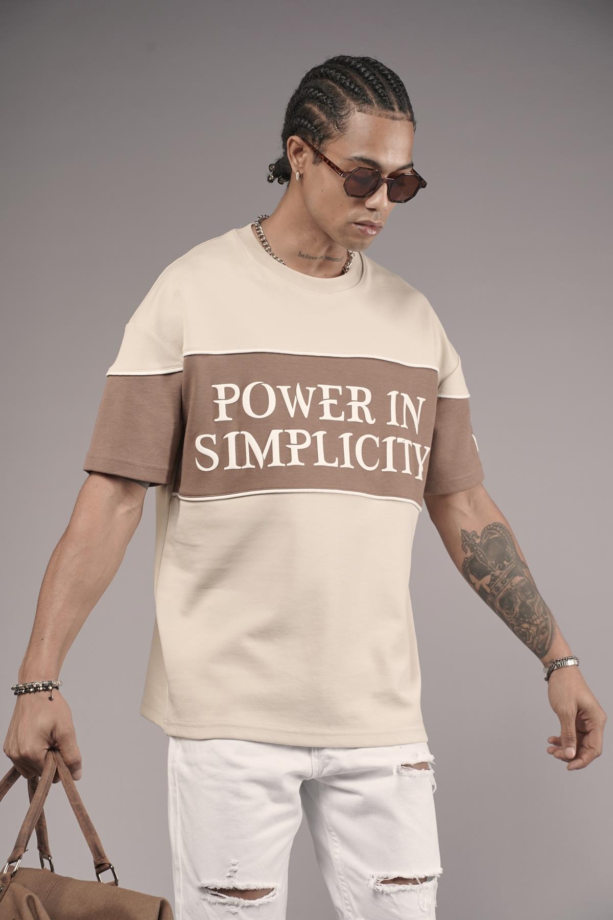 Bisiklet Yaka Garnili Biye Detaylı Oversize Unisex Tişört