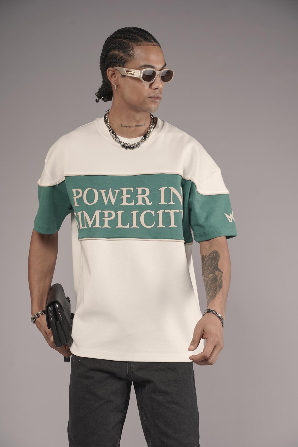 Bisiklet Yaka Garnili Biye Detaylı Oversize Unisex Tişört