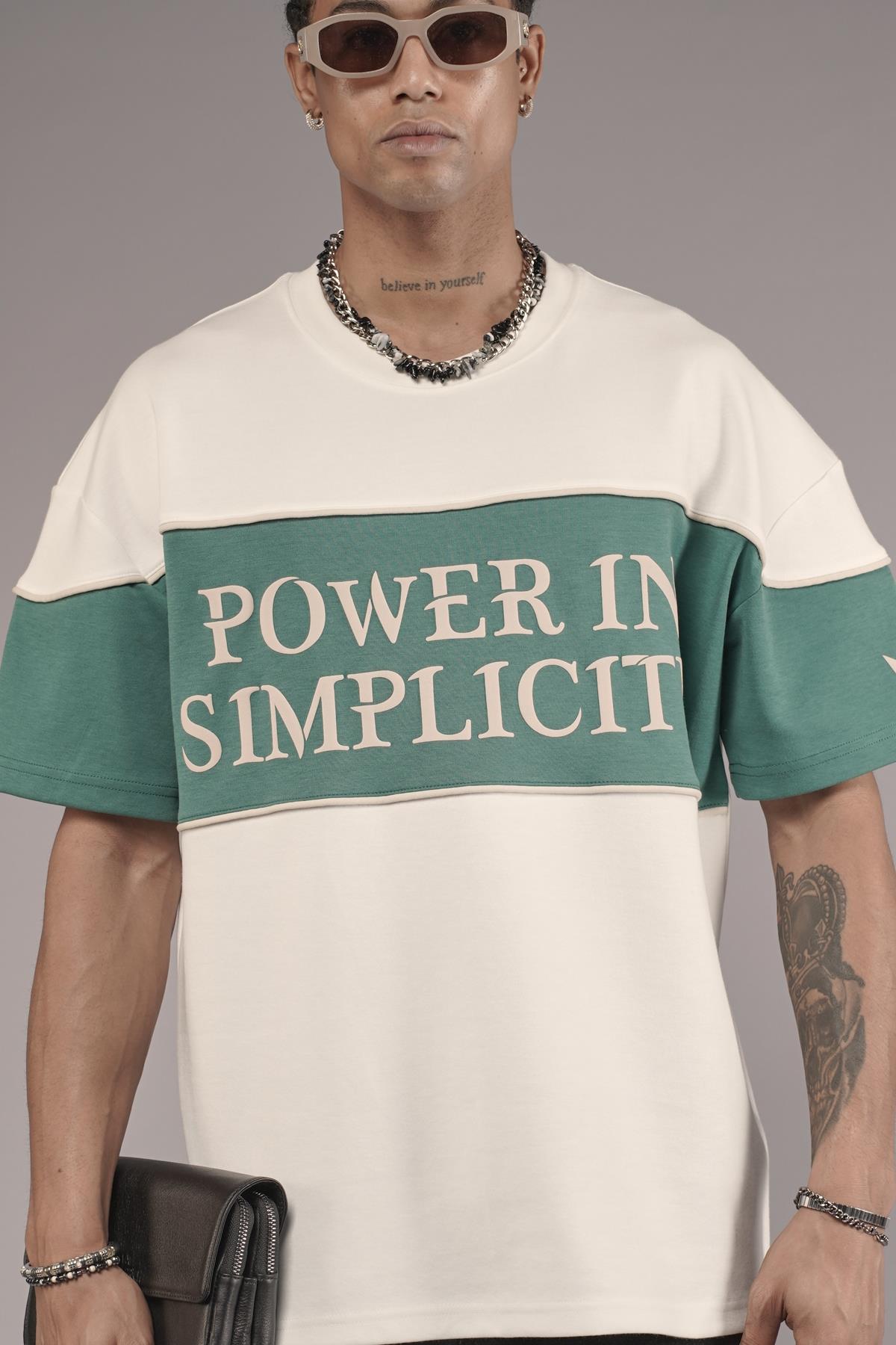 Bisiklet Yaka Garnili Biye Detaylı Oversize Unisex Tişört