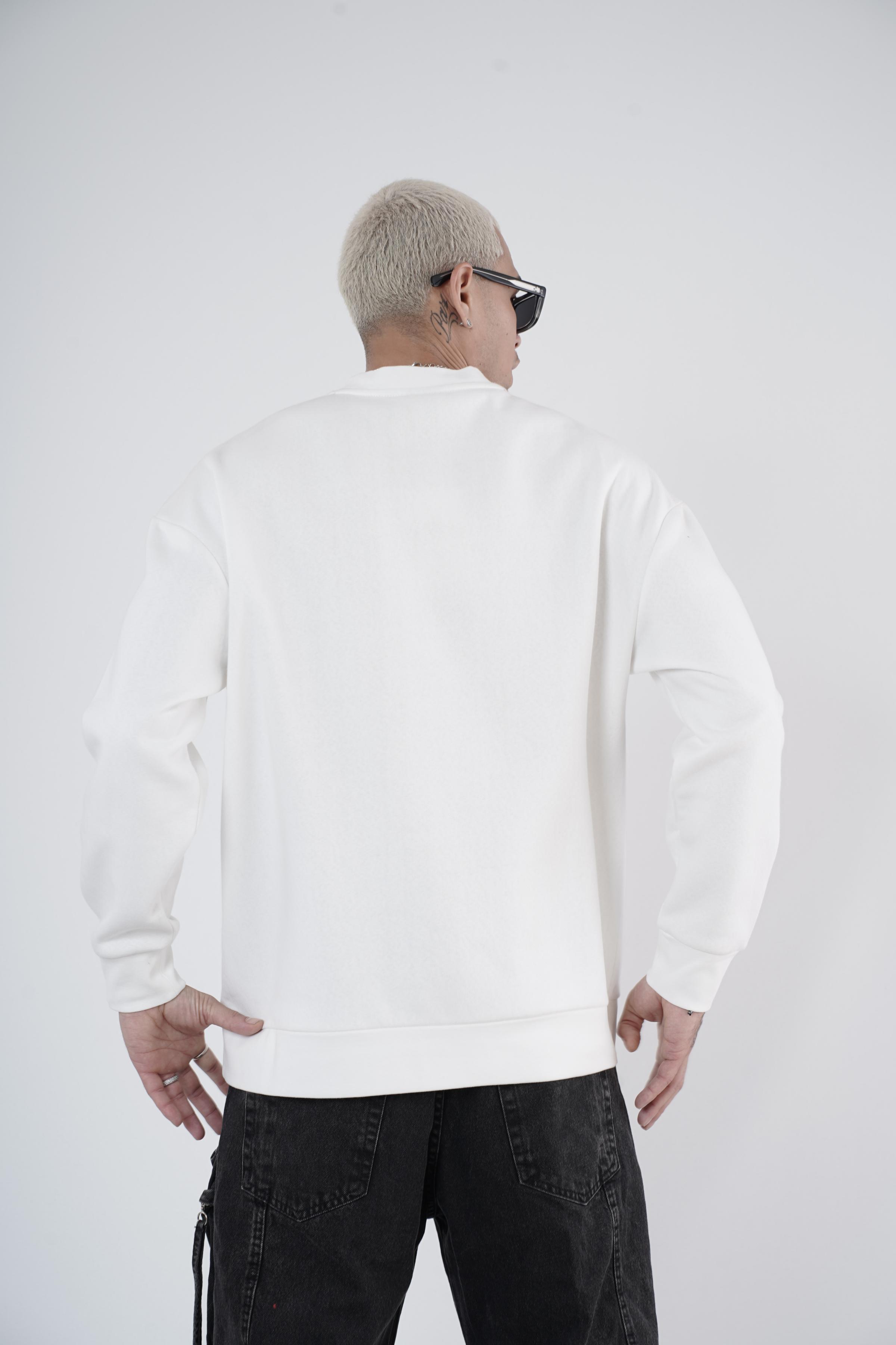 Bisiklet Yaka Kingbrich Baskılı Oversize Kalıp Basıc Sweatshirt