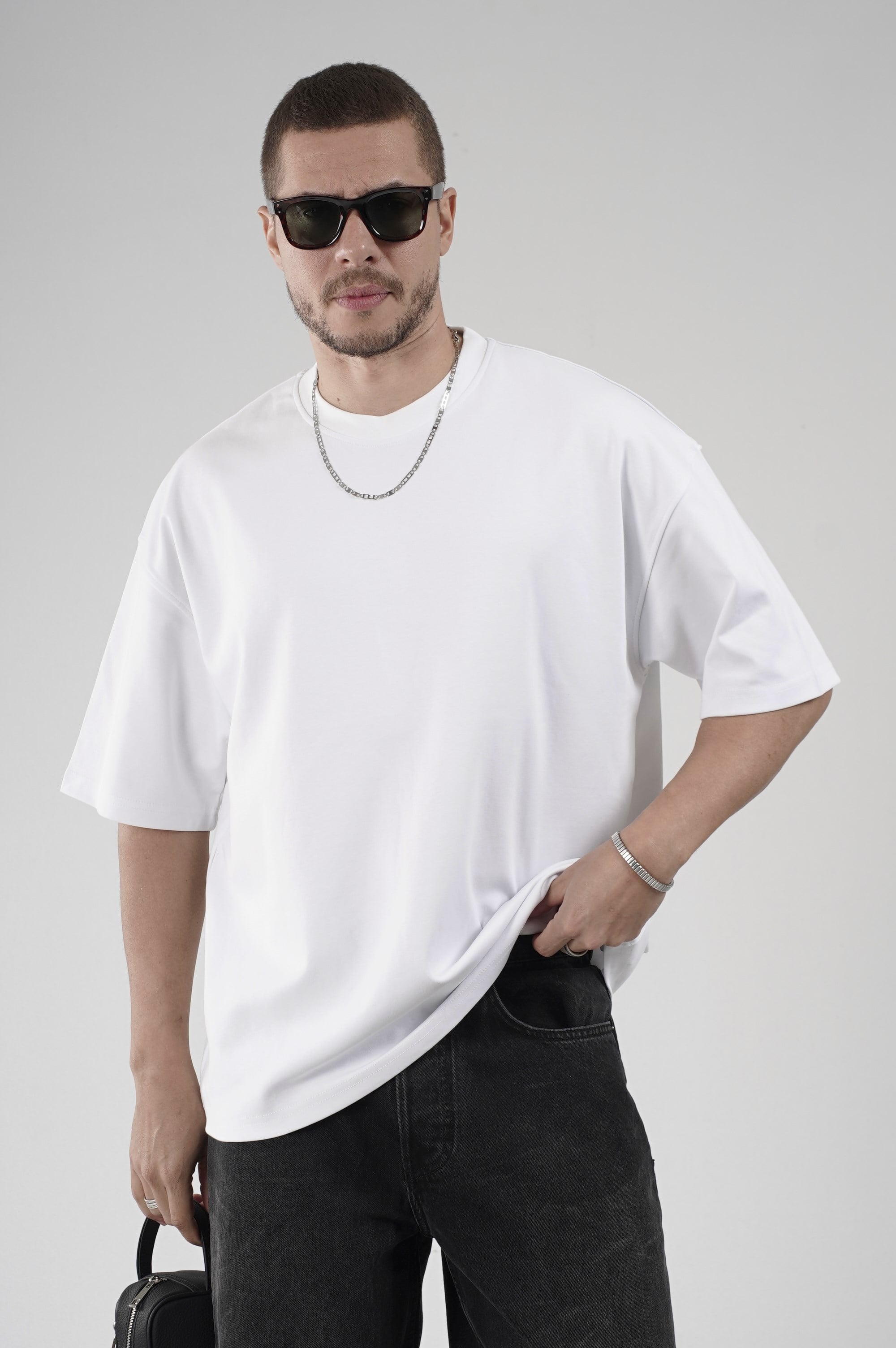 Bisiklet Yaka Oversize Erkek Süprem Tişört